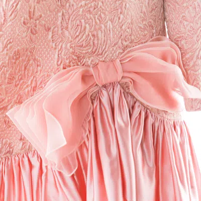 Valentino Long Sleeve Dress Ruffled Hem In Pink