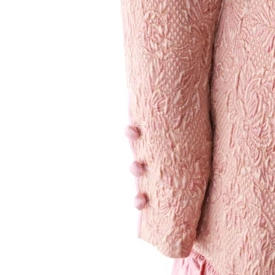 Valentino Long Sleeve Dress Ruffled Hem In Pink