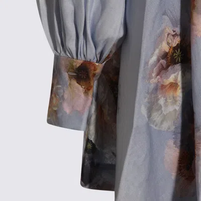 Zimmermann Womens Lilac Poppy Printed Silk-belt Buttoned Linen Mini Dress In Purple