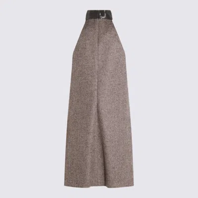 Brunello Cucinelli Knee Length Dress Herringbone Pattern In Multi