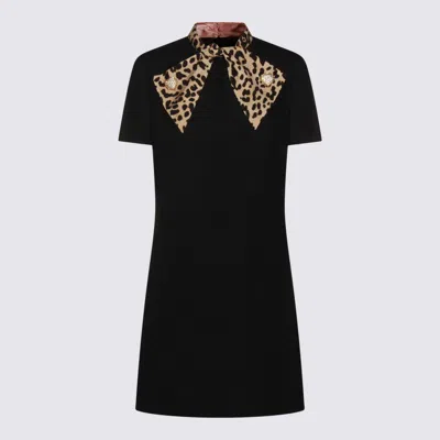 Valentino Embellished Pussy-bow Wool And Silk-blend Crepe Mini Dress In Multi