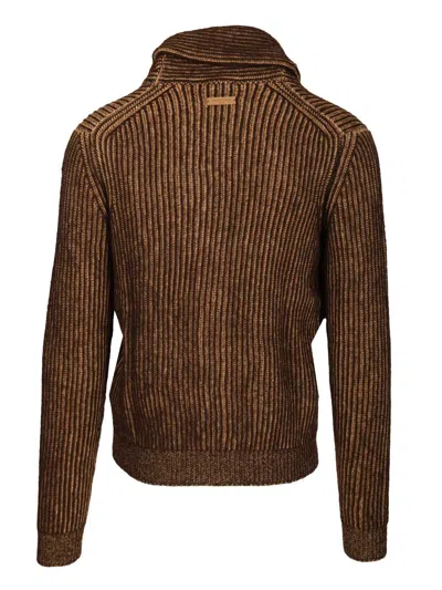 Jacob Cohen Long-sleeved Cardigan Sweater In Brown