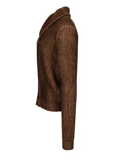 Jacob Cohen Long-sleeved Cardigan Sweater In Brown