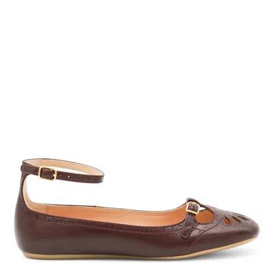 Chloé Chloe Misty Cut-out Leather Ballet Flats In Brown