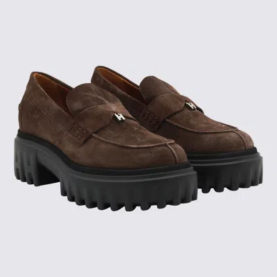 Hogan H700 Suede Loafers In Brown