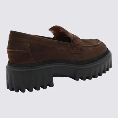 Hogan H700 Suede Loafers In Brown