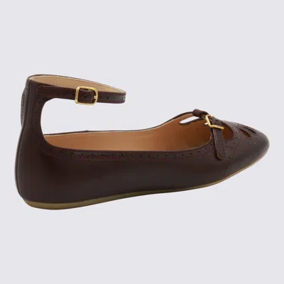 Chloé Chloe Misty Cut-out Leather Ballet Flats In Brown