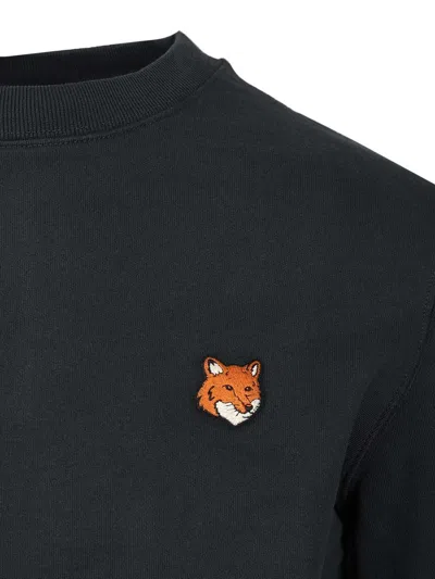 Maison Kitsuné Fox Head Regular Sweatshirt Sweatshirts Black In Black