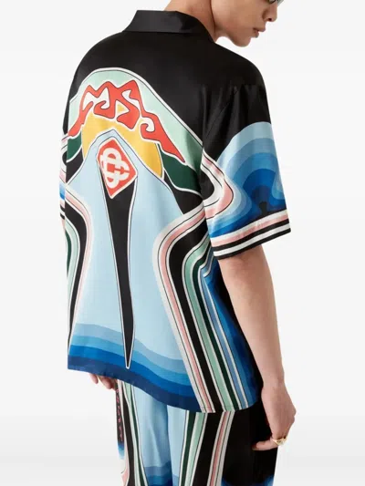 Casablanca Men Graphic Mountain Print Shirt In Black