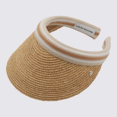 Helen Kaminski Striped Band Wide Brim Woven Hat In Brown