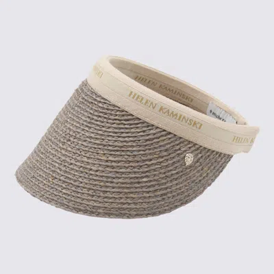 Helen Kaminski Open Top Woven Hat With Curved Brim In Gray