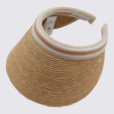 Helen Kaminski Striped Band Wide Brim Woven Hat In Brown