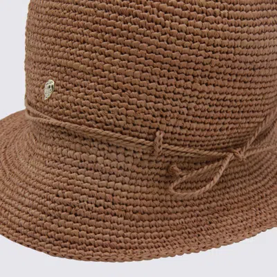 Helen Kaminski Stylish Hat With Decorative Band And Woven Texture In Brown