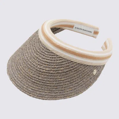 Helen Kaminski Open Top Woven Hat With Contrast Trim In Gray