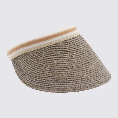 Helen Kaminski Open Top Woven Hat With Contrast Trim In Gray