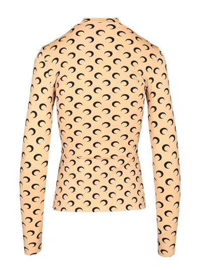 Marine Serre All-over Printed Moon Pattern T-shirt In Brown