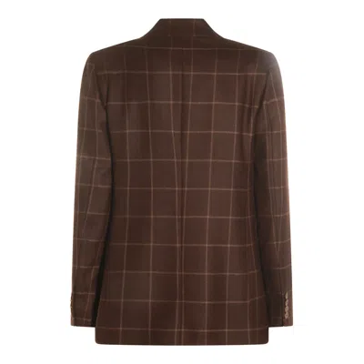 Montedoro Checked Double-breasted Blazer In Brown