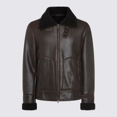 Salvatore Santoro Shearling-collar Leather Jacket In Brown