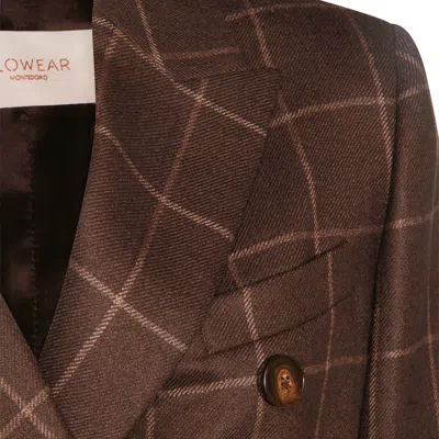 Montedoro Checked Double-breasted Blazer In Brown