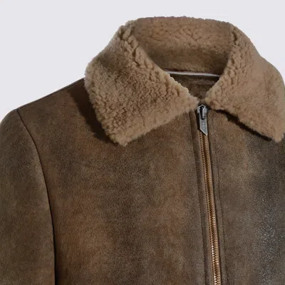 Salvatore Santoro Brown Leather Jacket In Brown