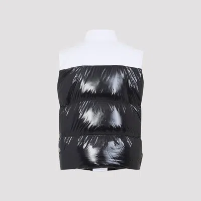 Casablanca Color-block Black Down Vest With Stand-up Collar In Multi