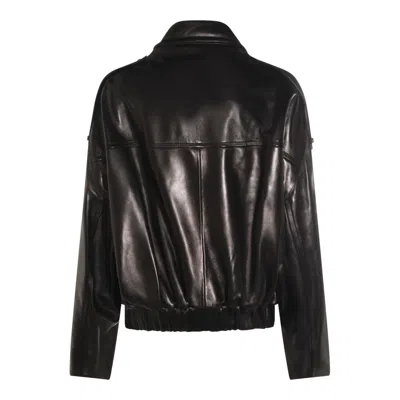 Khaite Owey Oversized Leather Jacket In Black