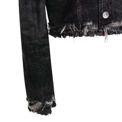 Diesel Grey Jacket With Round Neck And Frayed Edges In Cotton Blend Woman In Black