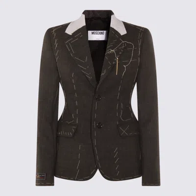 Moschino Tailored Jacket Notched Lapels In Brown
