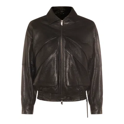 Salvatore Santoro Zip-front Panelled Leather Jacket In Black