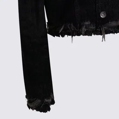 Diesel Black Cotton Denim Jacket In Black