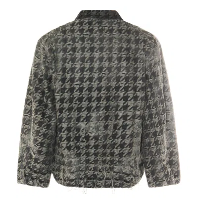 Diesel Jacket In Houndstooth-weave Denim In Black