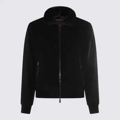 Moorer Dark Grey Wool Bellati Casual Jacket In Black