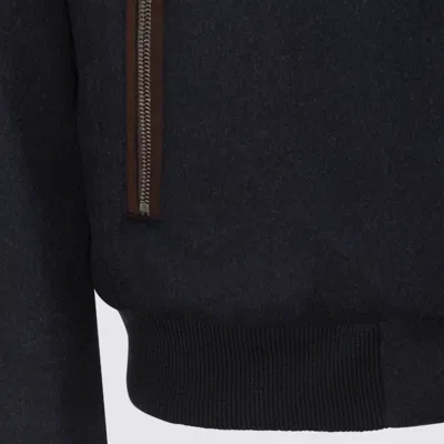Moorer Dark Grey Wool Bellati Casual Jacket In Black