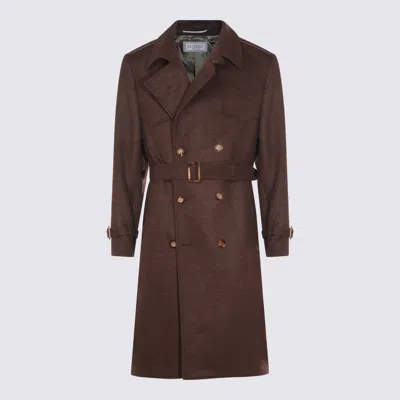 Brunello Cucinelli Brown Wool Trench Coat In Brown