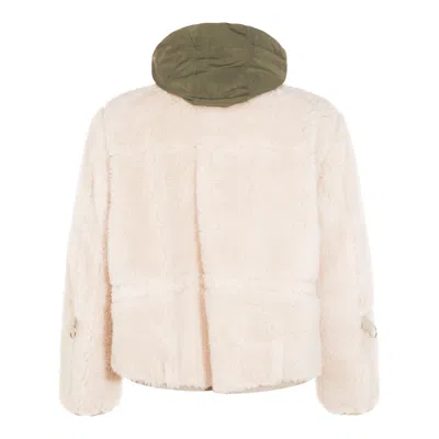Sacai Two Tone Hooded Jacket Pockets In Neutral
