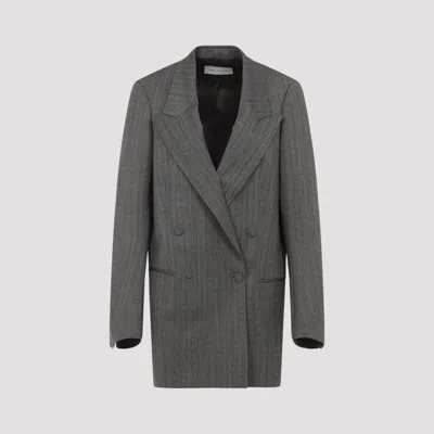Dries Van Noten Longline Jacket With Notched Lapels And Pockets In Gray