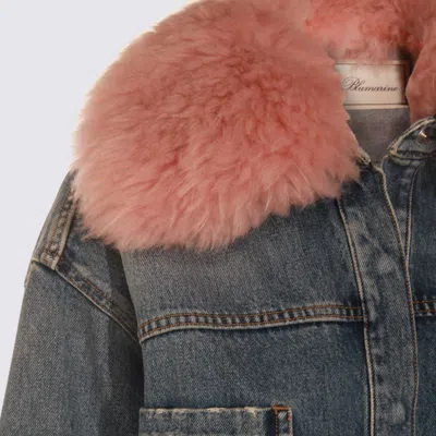 Blumarine Longline Jacket With Distressed Finish And Chest Pockets In Blue