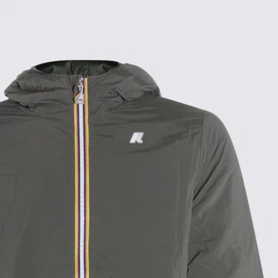 K-way Green Nylon Jack Plain Casual Jacket In Green