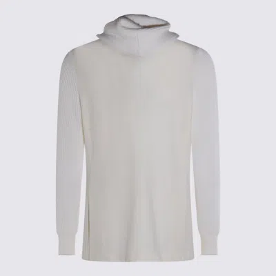 Eleventy Hooded Blazer With Front Pockets And Ribbed Sleeves In White