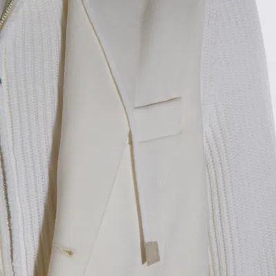 Eleventy Hooded Blazer With Front Pockets And Ribbed Sleeves In White