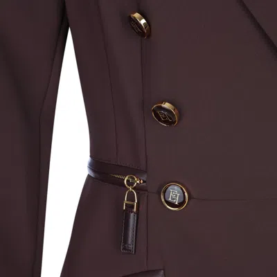 Elisabetta Franchi Double-breasted Blazer Waist Belt Detail In Purple