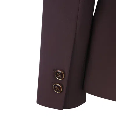 Elisabetta Franchi Double-breasted Blazer Waist Belt Detail In Purple