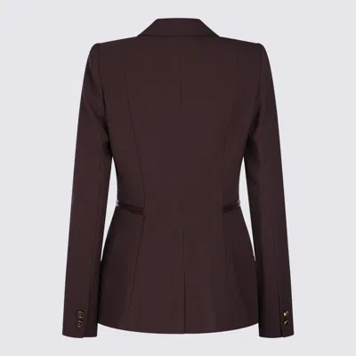Elisabetta Franchi Double-breasted Blazer Waist Belt Detail In Brown