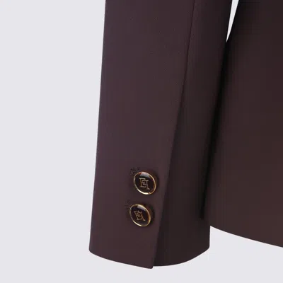 Elisabetta Franchi Double-breasted Blazer Waist Belt Detail In Brown
