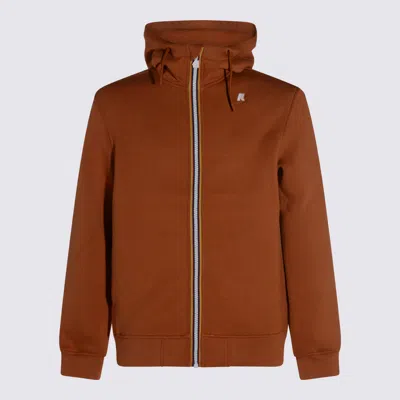 K-way Relaxed Fit Hooded Jacket With Ribbed Cuffs And Hem In Brown