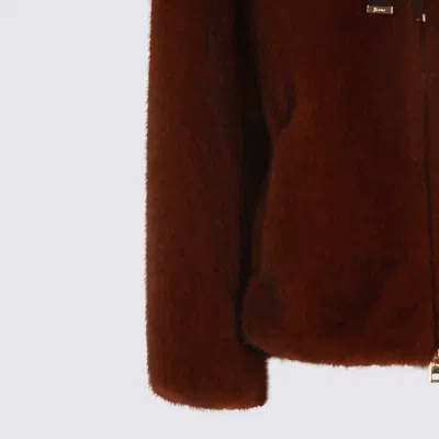 Herno Dark Brown Cotton Casual Jacket In Red