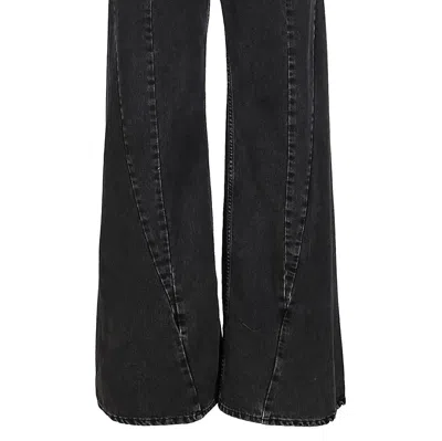 Maison Margiela Black Jeans With Wide Leg And Four-stitch Moniker Logo In Denim Woman In Black