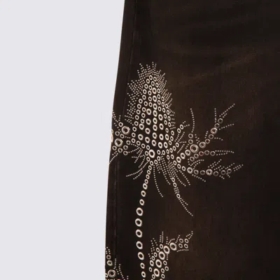 Blumarine Black Denim Wide-leg Jeans In Black