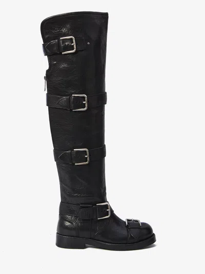 Dolce & Gabbana Women Black Leather Boots, 4.5 Luxury Boots For Women Darveys