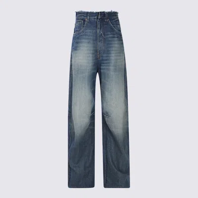 Mm6 Maison Margiela Blue Cotton Relaxed Fit Jeans In Multi